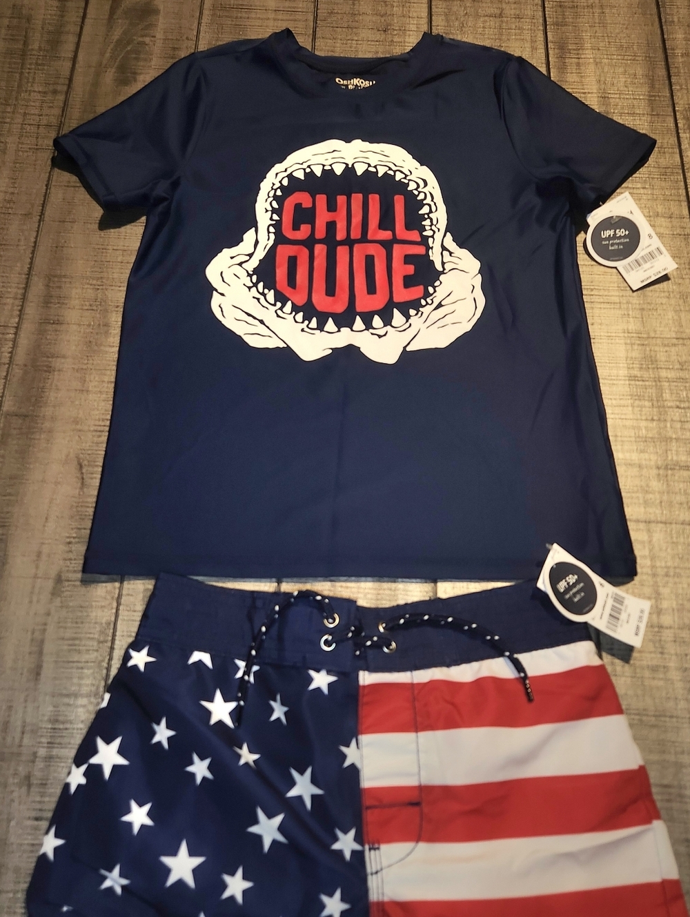 NWT OshKosh B'gosh Navy and Red Chill Dude Swim SET
